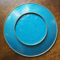 Vintage Cloisonné plate | Enameled brass plate | Vintage decorative plate | Cloisonné plate