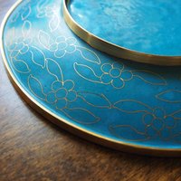 Vintage Cloisonné plate | Enameled brass plate | Vintage decorative plate | Cloisonné plate