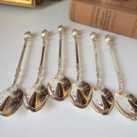 Vintage teaspoon set with swan holder | Vintage silver plated spoons | Silver plated spoons with spoon holder | Swan spoon holder