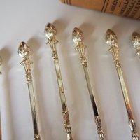 Vintage teaspoon set with swan holder | Vintage silver plated spoons | Silver plated spoons with spoon holder | Swan spoon holder