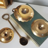Set of three mismatched vintage candlestick holders | Small candlestick holders | Vintage brass candle holders | Mismatched candle holders