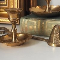 Set of three mismatched vintage candlestick holders | Small candlestick holders | Vintage brass candle holders | Mismatched candle holders