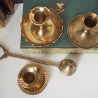 Set of three mismatched vintage candlestick holders | Small candlestick holders | Vintage brass candle holders | Mismatched candle holders