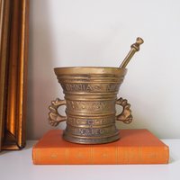 Vintage brass mortar and pestle | Large brass mortar | Vintage brass mortar | Large brass mortar set