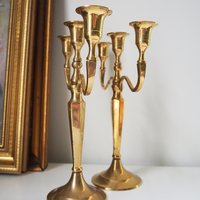 Vintage three arm candelabrums | Set of two brass candelabrums | Three arm candlestick holders | Vintage candelabrum | Brass candelabrums