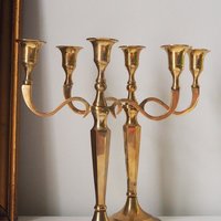 Vintage three arm candelabrums | Set of two brass candelabrums | Three arm candlestick holders | Vintage candelabrum | Brass candelabrums