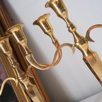 Vintage three arm candelabrums | Set of two brass candelabrums | Three arm candlestick holders | Vintage candelabrum | Brass candelabrums