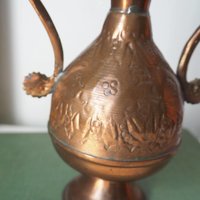 Vintage copper vase | Copper vase | Decorative copper vase | Rustic copper vase | Vintage vase with birds | Small copper vase