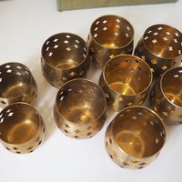Set of nine vintage tealight candle holders | Brass tealight candleholders | Vintage brass votive candleholders | Brass tealight holders