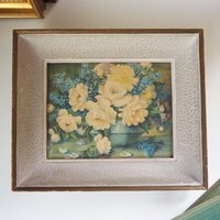 Vintage wall art | Vintage floral print | Framed vintage print | Framed floral print | Yellow florals wall art | Vintage floral wall art