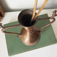 Vintage copper vase | Copper vase | Decorative copper vase | Rustic copper vase | Vintage vase with birds | Small copper vase