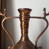 Vintage copper vase | Copper vase | Decorative copper vase | Rustic copper vase | Vintage vase with birds | Small copper vase