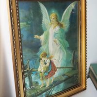 Vintage wall art | Guardian angel wall art | Framed vintage print | Religious vintage print | Framed vintage Guardian Angel print