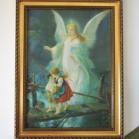Vintage wall art | Guardian angel wall art | Framed vintage print | Religious vintage print | Framed vintage Guardian Angel print