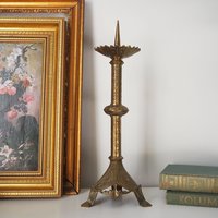 Vintage pricket candle holder | Vintage pricket candle | Tall gold plated pricket candle holder | Pricket candle holder