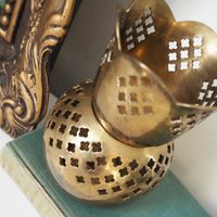 Set of two vintage tealight candle holders | Brass tealight candleholders | Vintage brass votive candleholders | Mismatched tealight holders