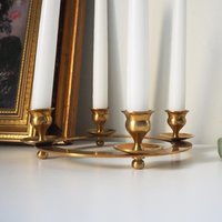 Vintage brass candelabra | Brass candelabra | Four arm brass candlestick holder | Vintage candelabrum | Round candlestick holder