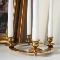 Vintage brass candelabra | Brass candelabra | Four arm brass candlestick holder | Vintage candelabrum | Round candlestick holder