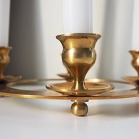 Vintage brass candelabra | Brass candelabra | Four arm brass candlestick holder | Vintage candelabrum | Round candlestick holder