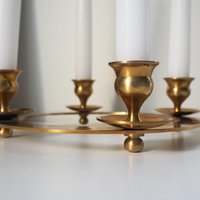 Vintage brass candelabra | Brass candelabra | Four arm brass candlestick holder | Vintage candelabrum | Round candlestick holder
