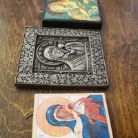 Vintage Orthodox icons | Set of four small vintage Orthodox icons | Wooden religious icons | Vintage wooden icons | Small vintage icons