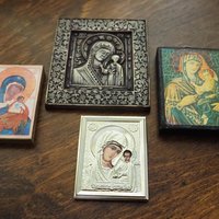 Vintage Orthodox icons | Set of four small vintage Orthodox icons | Wooden religious icons | Vintage wooden icons | Small vintage icons