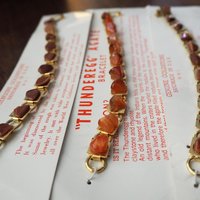 Set of three vintage bracelets | Agate and goldstone bracelets | Thunderegg agate bracelet | Genuine Goldstone bracelets | Handmade in USA