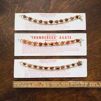 Set of three vintage bracelets | Agate and goldstone bracelets | Thunderegg agate bracelet | Genuine Goldstone bracelets | Handmade in USA