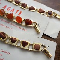 Set of three vintage bracelets | Agate and goldstone bracelets | Thunderegg agate bracelet | Genuine Goldstone bracelets | Handmade in USA