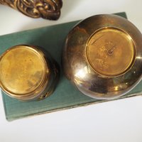 Set of two vintage tealight candle holders | Brass tealight candleholders | Vintage brass votive candleholders | Mismatched tealight holders