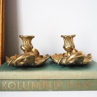 Set of two vintage chamber candlestick holders | Chamber candlestick holders | Antique bronze candleholders | Antique chamber candle holders