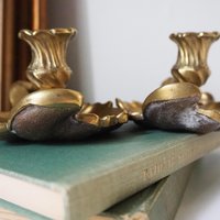 Set of two vintage chamber candlestick holders | Chamber candlestick holders | Antique bronze candleholders | Antique chamber candle holders