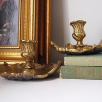 Set of two vintage chamber candlestick holders | Chamber candlestick holders | Antique bronze candleholders | Antique chamber candle holders