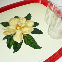 Vintage floral serving tray | Large vintage tray | Retro tray | Floral metal tray | Made in England | Floral serving tray