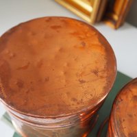 Set of two vintage copper planters | Mismatched copper planters | Round copper planters | Simple copper planters