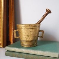 Vintage brass mortar and pestle | Heavy brass mortar | Vintage brass mortar | Large brass mortar set | Antique mortar set