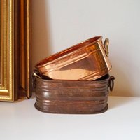 Vintage copper planters | Set of two mismatched copper planters | Vintage planters | Oblong copper planters | Vintage copper pots