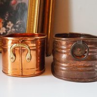 Vintage copper planters | Set of two mismatched copper planters | Vintage planters | Oblong copper planters | Vintage copper pots