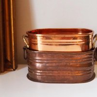 Vintage copper planters | Set of two mismatched copper planters | Vintage planters | Oblong copper planters | Vintage copper pots