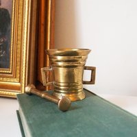 Vintage brass mortar and pestle | Vintage brass mortar | Small brass mortar