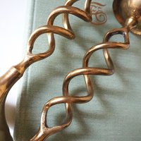 Set of two vintage candlestick holders | Brass candlestick holders | Barley twist brass candlestick holders | Twisted candlestick holders