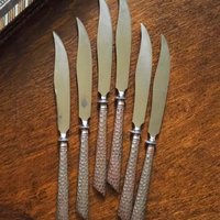 Set of six vintage fruit knives | Vintage fruit knives | Midcentury fruit knives | Silver plated fruit knives