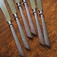 Set of six vintage fruit knives | Vintage fruit knives | Midcentury fruit knives | Silver plated fruit knives