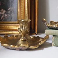 Set of two vintage chamber candlestick holders | Chamber candlestick holders | Antique bronze candleholders | Antique chamber candle holders