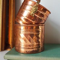 Set of two vintage copper planters | Mismatched copper planters | Round copper planters | Simple copper planters