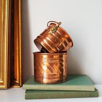 Set of two vintage copper planters | Mismatched copper planters | Round copper planters | Simple copper planters