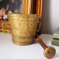 Vintage brass mortar and pestle | Heavy brass mortar | Vintage brass mortar | Large brass mortar set | Antique mortar set