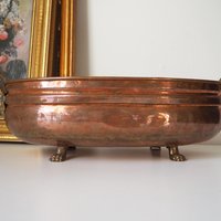 Vintage copper planter | Large copper planter | Oval copper planter | Vintage copper pot | Lion handle copper planter