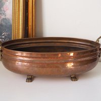 Vintage copper planter | Large copper planter | Oval copper planter | Vintage copper pot | Lion handle copper planter