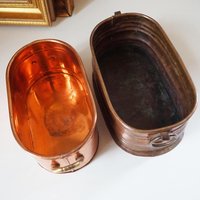 Vintage copper planters | Set of two mismatched copper planters | Vintage planters | Oblong copper planters | Vintage copper pots